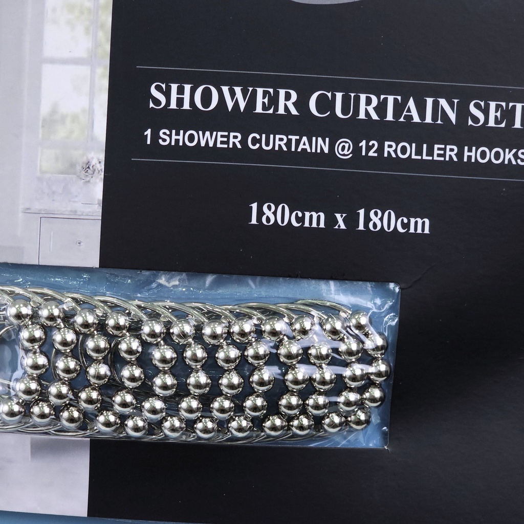 JUEGO CORTINA P/BAÑO EVA 180*180CM Y  ALFOMBRA ANTIDESLIZANTE 40*60CM POLYESTER