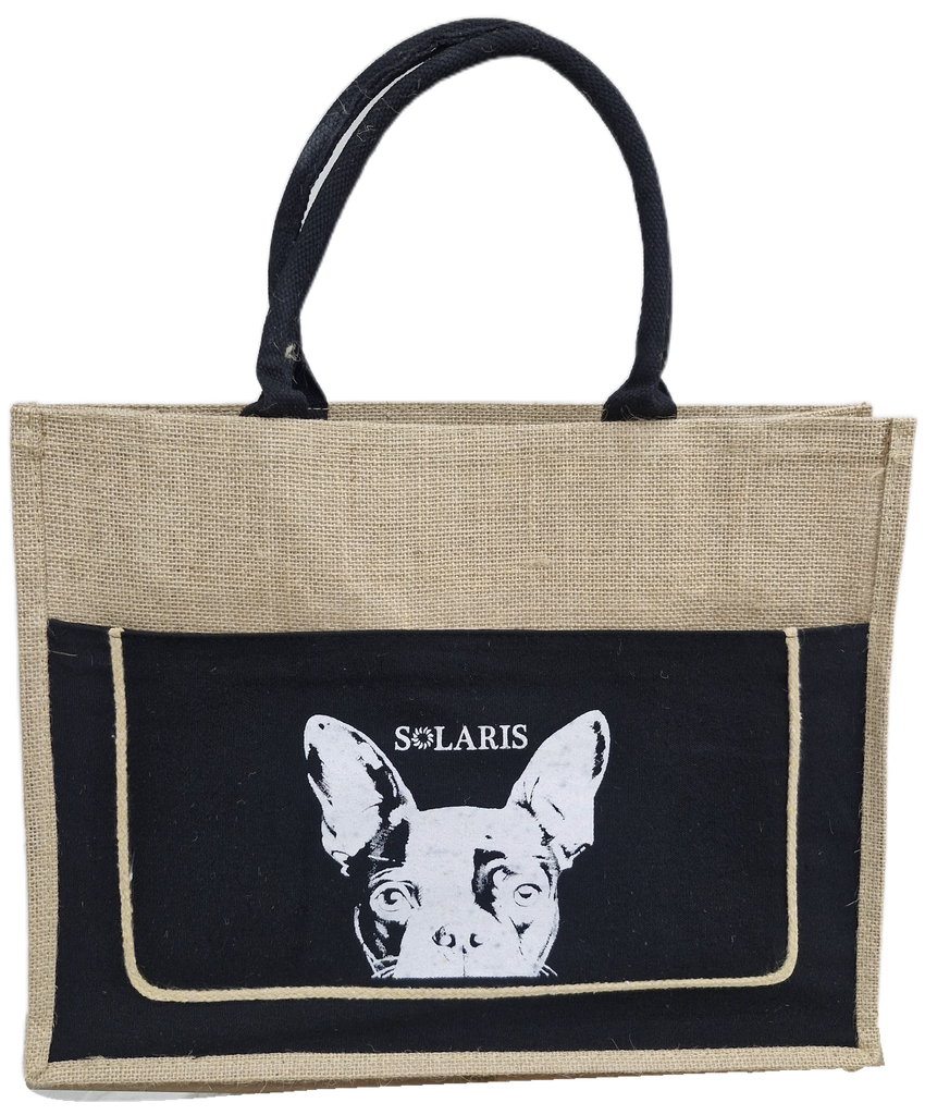 Bolso de yute con zipper y bolsillo PERRO