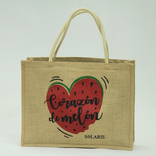 [ZK6B030003] Bolso de Yute con Zipper Corazón de Melón